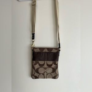 Coach tan and brown crossbody bag